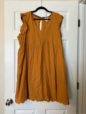 Knox Rose Mustard Eyelet Flutter Sleeve Dress